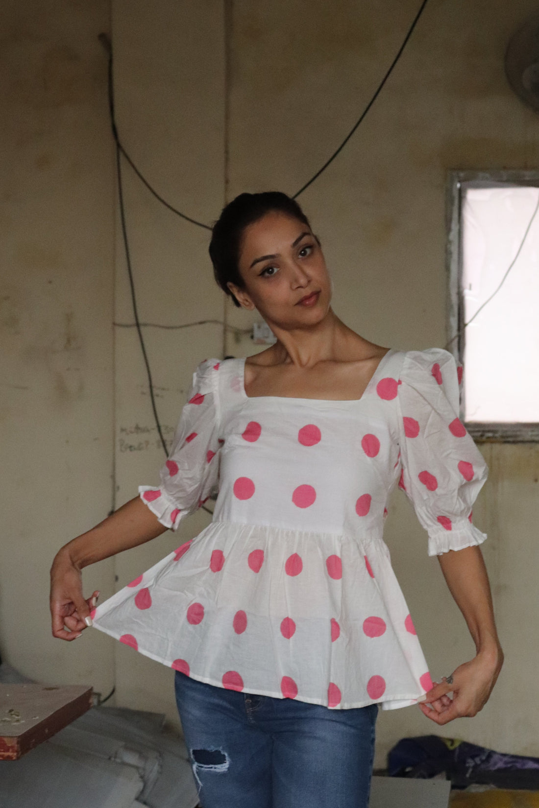 Cleo Top | Polka | Pink