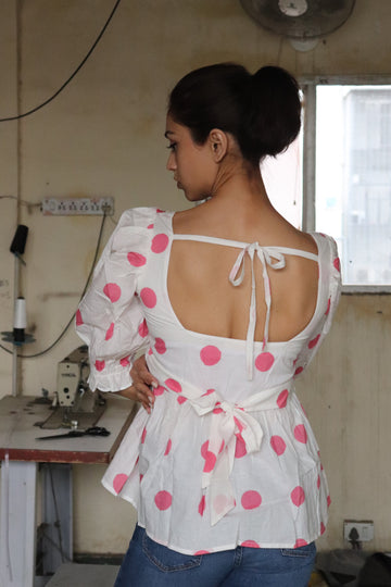 Cleo Top | Polka | Pink