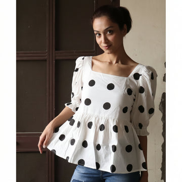 Cleo Top | Polka | Black
