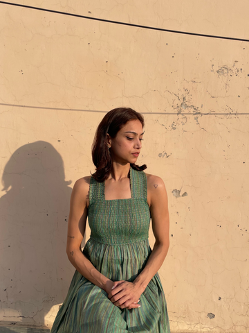 Ava Dress | Khadi | Green