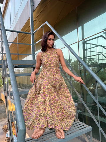 Poppy Maxi | Printed | Mustard